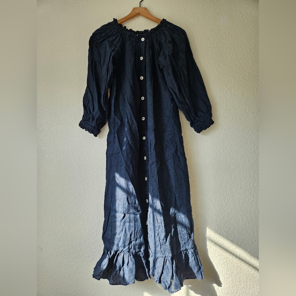 Sleeper 100% linen navy lounge dress - Picture 8 of 13